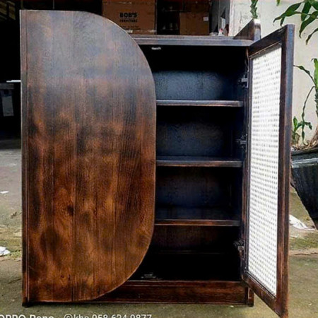 Dark Walnut Oil - 1m : Tủ Giày Gỗ Sồi Lưới Mắt Cáo